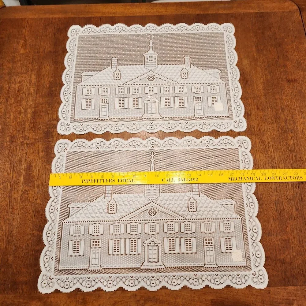 NWT Liechtenstein Polyester Lace White Placemats 13 X 9 in Colonial House